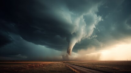 Dramatic twister over a field