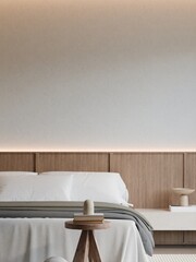 Modern Minimalist Japandi Bedroom Interior Frame Poster Mockup