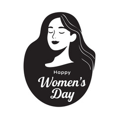  A woman's face with flowing hair and the text Happy Women's Day silhouette. 
