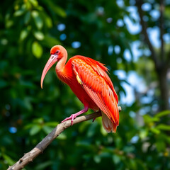 Naklejka premium scarlet ibis bird, pink flamingo bird, scarlet ibis bird on transparent background
