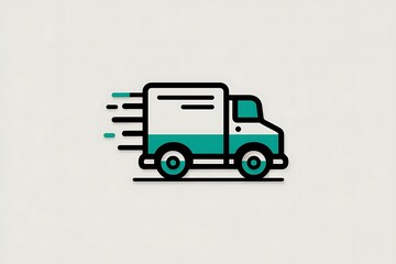 A minimalistic vector illustration of a delivery truck, showcasing motion lines to depict speed and efficiency, symbolizing fast shipping in modern logistics.