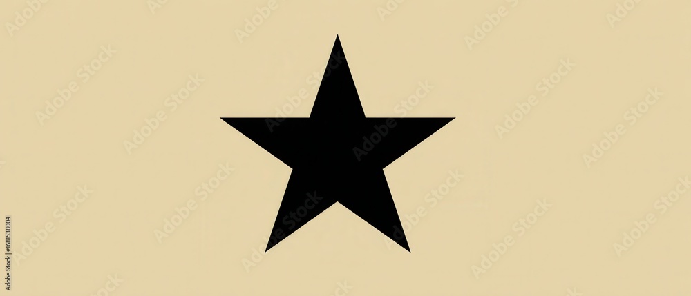 Aufkleber black star graphic element centered on beige background flat lay minimalist design simple shape symb