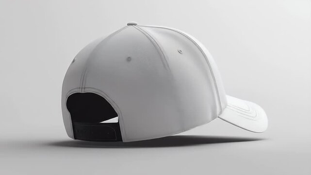 Rendered, high-angle view of a pristine, plain white baseball cap
