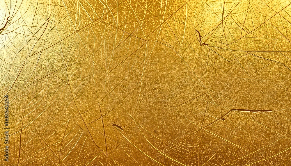 Poster golden textured surface with intricate branching lines forming an abstract organic design resembling
