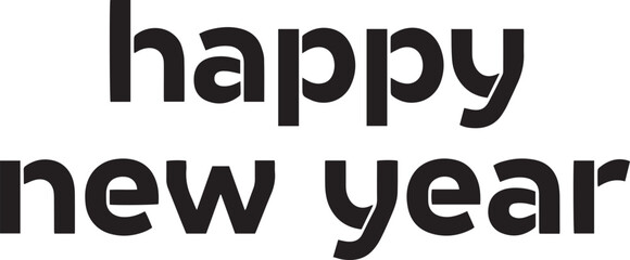 A simple yet elegant 'Happy New Year' text design, perfect for creating minimalist greeting cards, digital invitations, or social media posts.