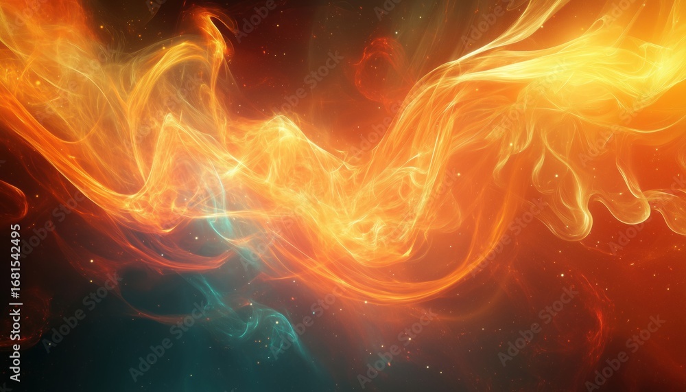 Poster enchanting fire in abstract form: exploration of the mystical and powerful force of flames in a magi
