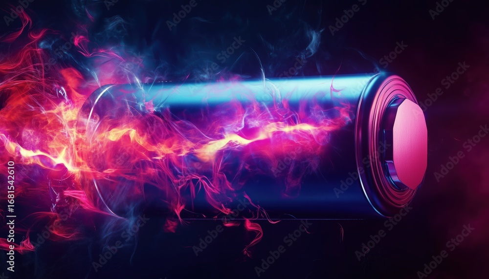 Aufkleber innovative energy source: abstract battery with light and dynamic elements. enhancing efficiency and
