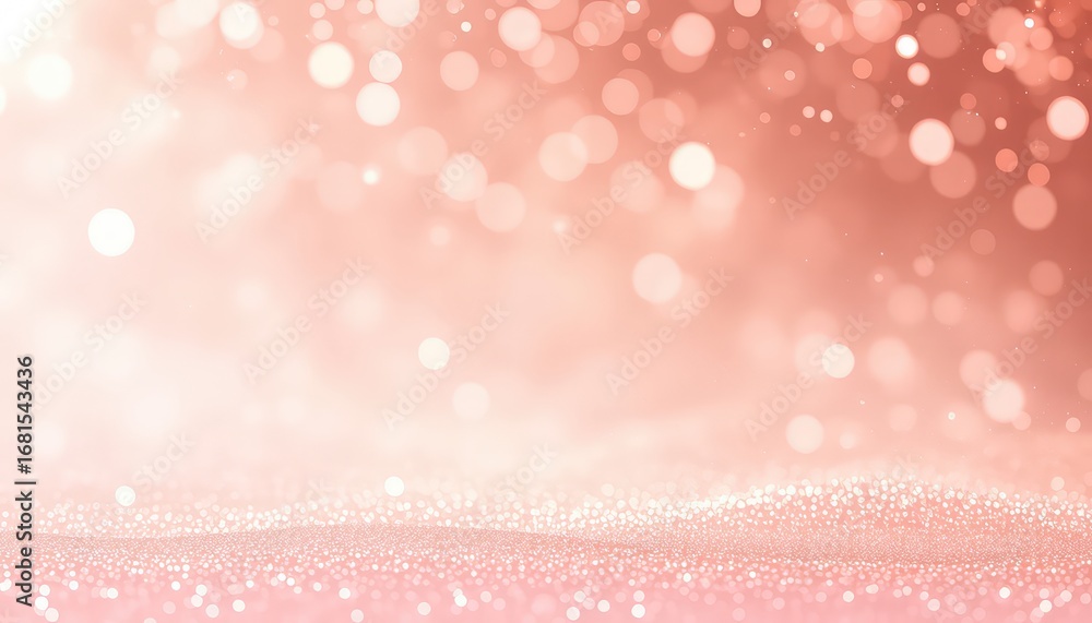 Poster rose gold glitter background with shining bokeh lights creating a soft and elegant surface for festi