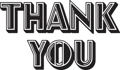  Close-up view of a stylized 'THANK YOU' text graphic. The lettering is bold, with a textured, possibly embossed or shadowed effect. The text is in black against a white background.