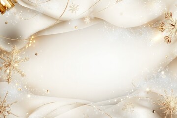 Elegant golden and white snowflakes on luxurious background with abstract shapes