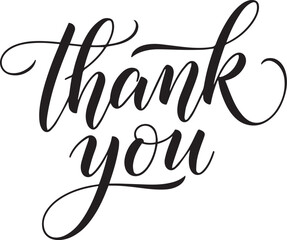 This visual showcases a beautifully crafted calligraphy rendering of the phrase 'Thank You'.