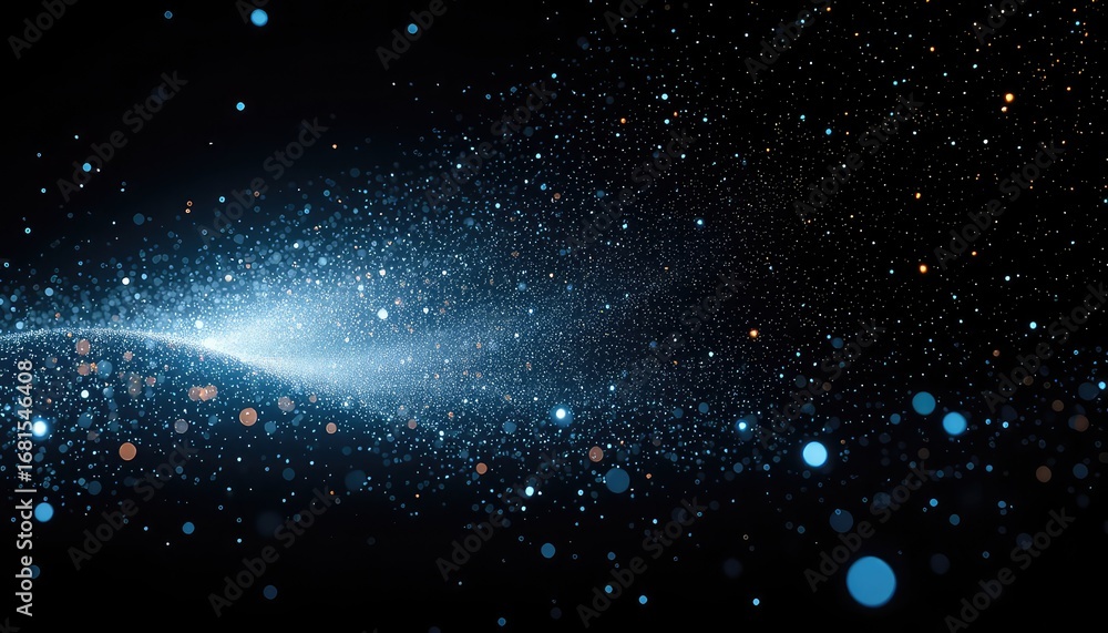 Poster a celestial dance of luminous orbs and particles, creating an ethereal and captivating light display