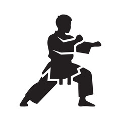 Martial Arts Silhouette: Karate Practitioner in Action Pose