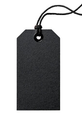Blank black rectangular tag with a string