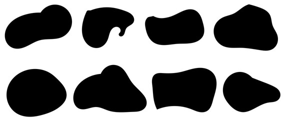 Abstract organic black blob shapes vector set with irregular fluid forms for modern backgrounds, posters, branding, stickers, and graphic design elements