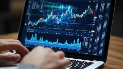 Financial data analysis on laptop - Powered by Adobe