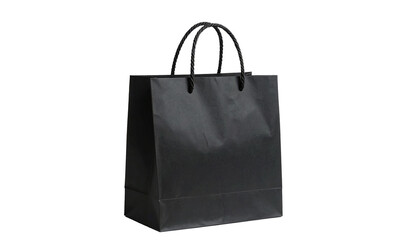 Black Paper Shopping Bag with Handles Retail Packaging Branding Mockup
