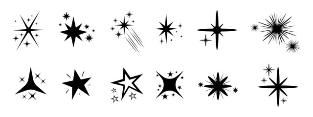 Stars weapon icons set. Hand drawn stars set.  Vector Illustration.
