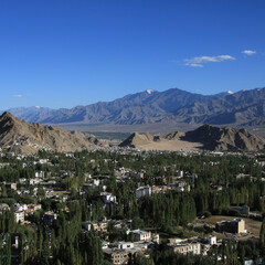 View of Leh from Shanti Stupa, India.