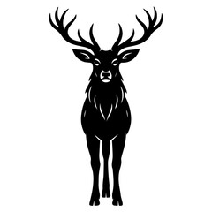 Frontal Stag Silhouette – Deer with Antlers Front View