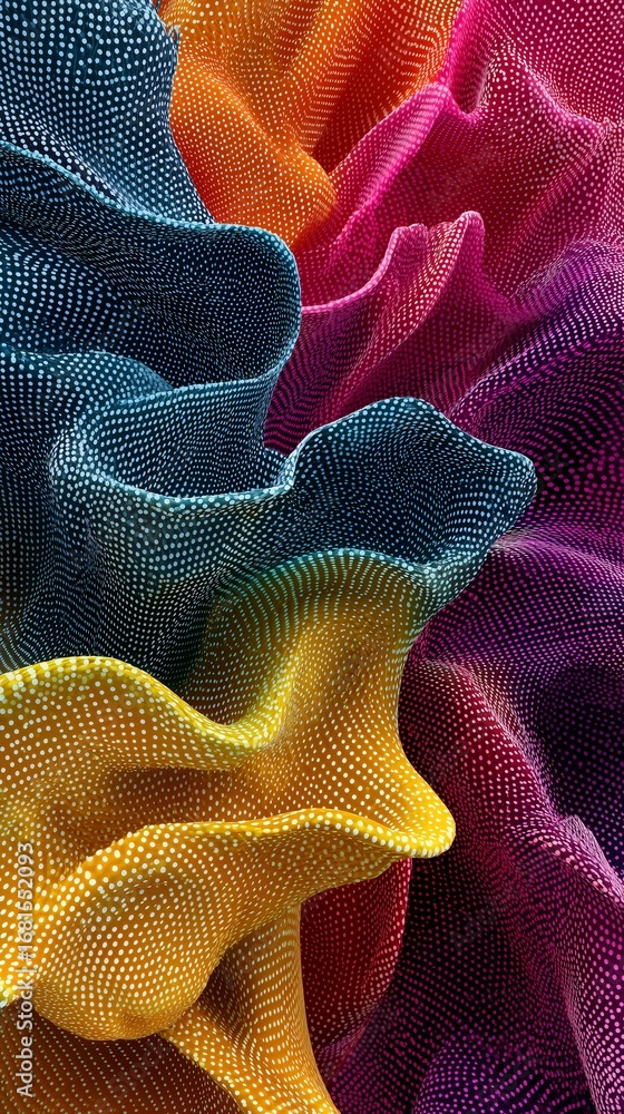 Poster vibrant colorful fabric wave technology digital abstracts flowing smooth texture pattern background 