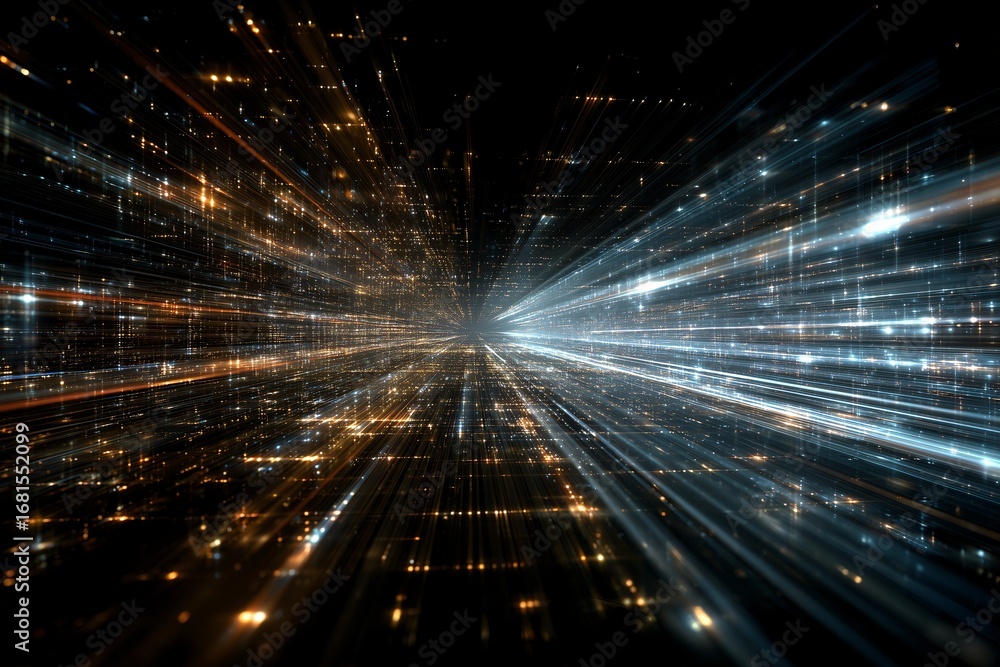 Fototapete futuristic technology digital abstracts background with glowing light trail line motion blur effect 