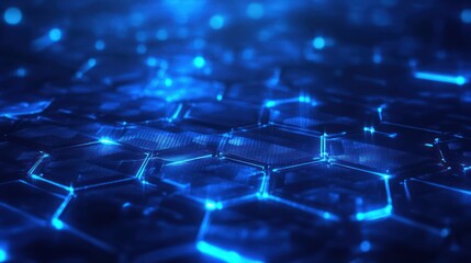 Abstract blue hexagonal grid network background.  Possible use Technology concept, digital design