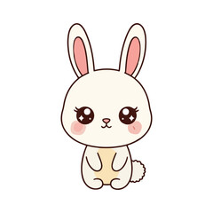 Obraz premium Cute Kawaii Bunny Rabbit with Big Eyes and Fluffy Tail