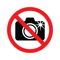 No photography allowed sign with camera icon and red slash