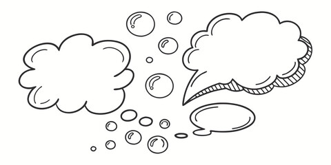 A blank comic speech bubble cloud symbol illustration set