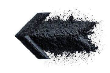 Dark gray powder explodes from a hexagonal prism