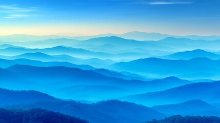 Obraz premium Stunning landscape of layered mountain ranges under a serene sky,