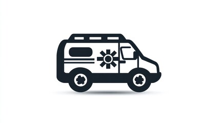 Simple black and white ambulance graphic illustration (1)