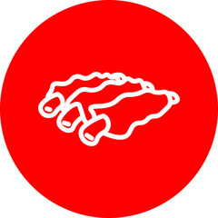 BBQ Ribs Vector Line White Circle Red Icon Design