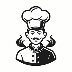 Coffee Shop Chef Vector Illustration with Steam Forming Chef Hat Silhouette, Barista Art, Cafe Cooking Icon, Hot Beverage Design