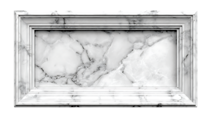 Empty rectangular marble photo frame isolated on white background. 