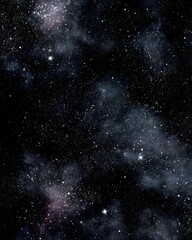 Fototapeta premium Vast expanse of the cosmos; dark, twinkling stars and nebulae in a deep space view, abstract, celestial, night sky