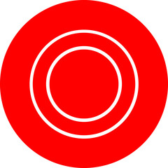 Empty Plate Vector Line White Circle Red Icon Design