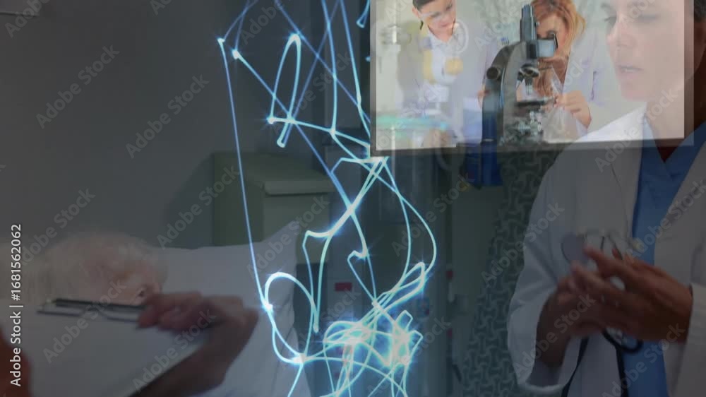 Poster animation of digital globe over man using smartphone