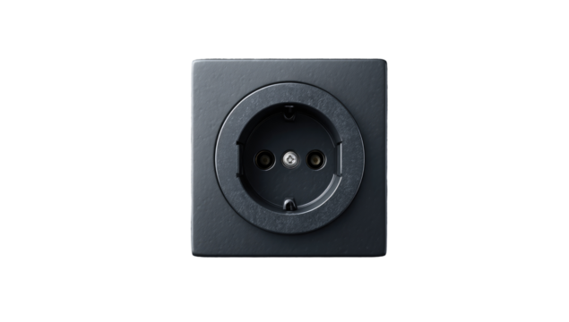 Dark gray square electrical outlet, front view