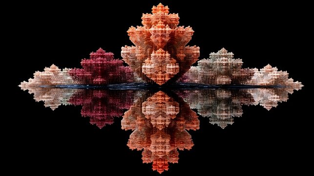 the image depicts a complex, cross shaped fractal structure against a black background - Powered by Adobe