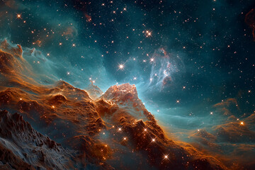 A stunning, colorful nebula in a distant galaxy, a concept for space and astronomy.