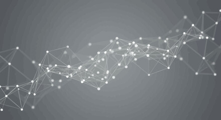 Obraz premium Abstract network connection structure on a gray background for technology concepts