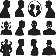 Diverse Human Head Silhouettes with Various Expressions Keywords: human, head, silhouette