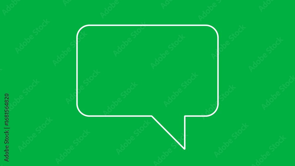 Poster white line making chat empty icon animation isolated on green background