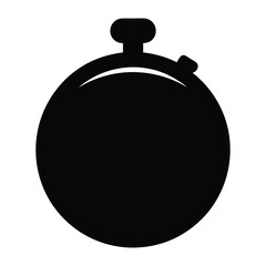 Black stopwatch isolated on white background represents time keeping device