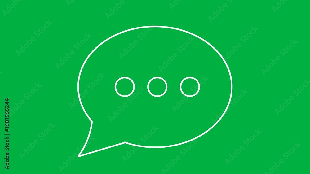 Poster White line making chat bubble animation isolated on green background