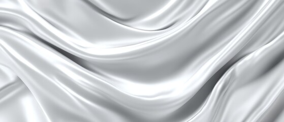 Fototapeta premium Elegant White Silk Fabric Flowing in Gentle Waves Abstract Close Up Studio Shot Smooth Texture Background