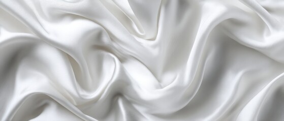 Obraz premium Abstract close-up of flowing white silk fabric with soft light and shadows creating elegant folds and curves for a luxurious background