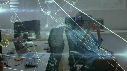 Animated network connections over a man illustrate global education data processing. - Powered by Adobe